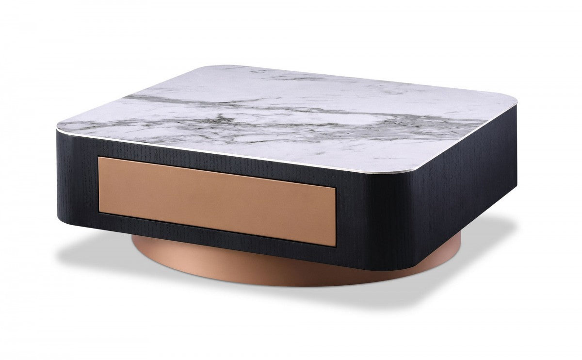 Modern Black Oak Coffee Table - Mid-Century Style Living Room Center Table for Home Decor & Small Space Furniture - Perfect for Coffee, Books & Living Room Essentials