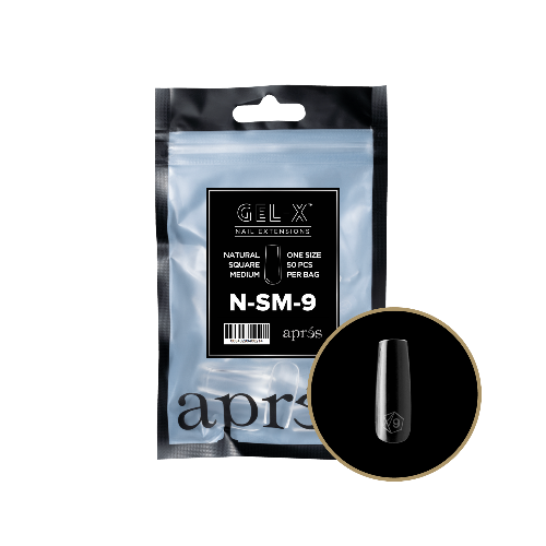 Apres Gel X Refill Tips 2.0 - 50pc Natural Medium Square Nail Extensions for Salon & DIY Manicures at Home | Long-Lasting & Easy to Apply