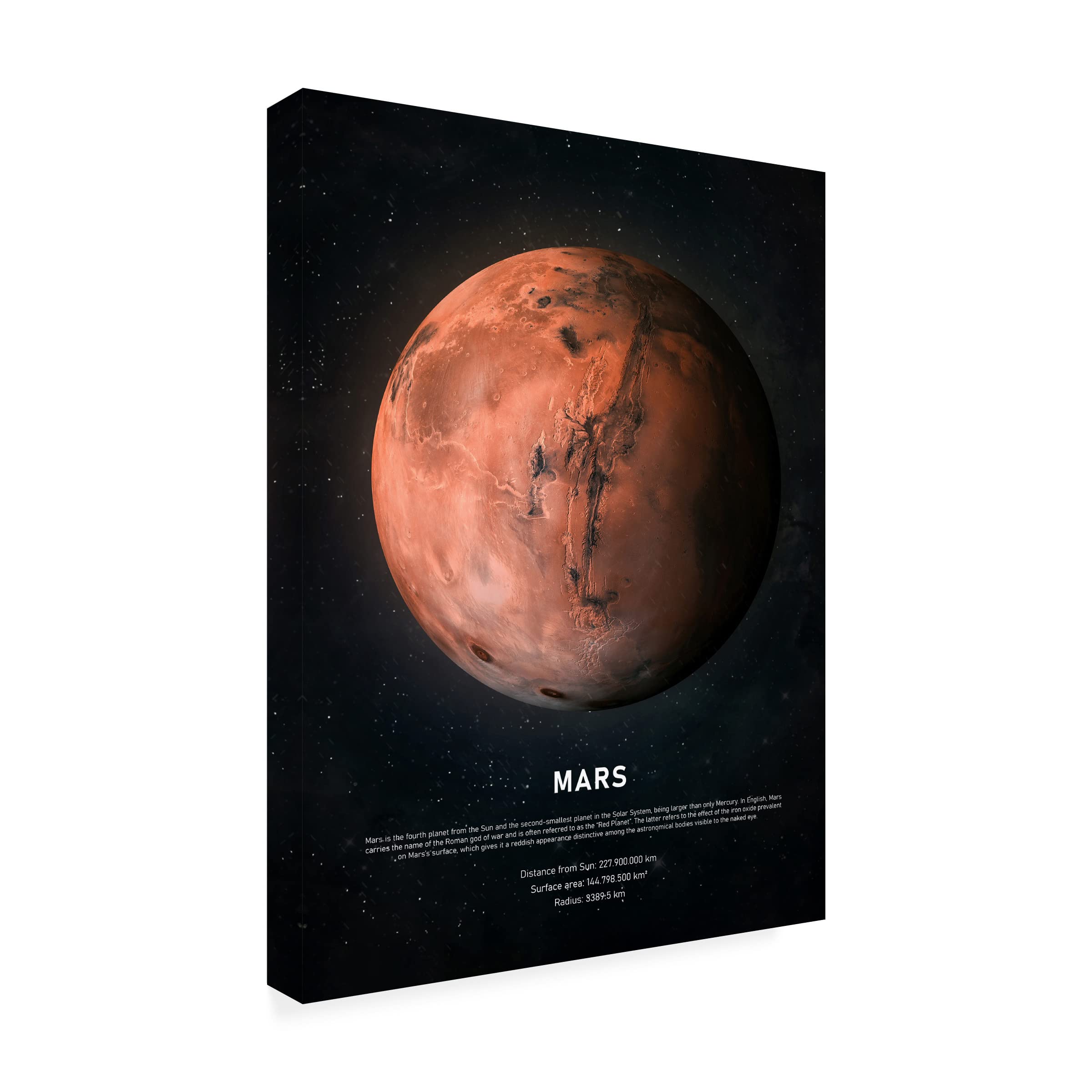 Trademark Fine Art 'Mars' Canvas Print by Design Fabrikken - Modern Space Themed Wall Decor for Living Room, Bedroom & Office