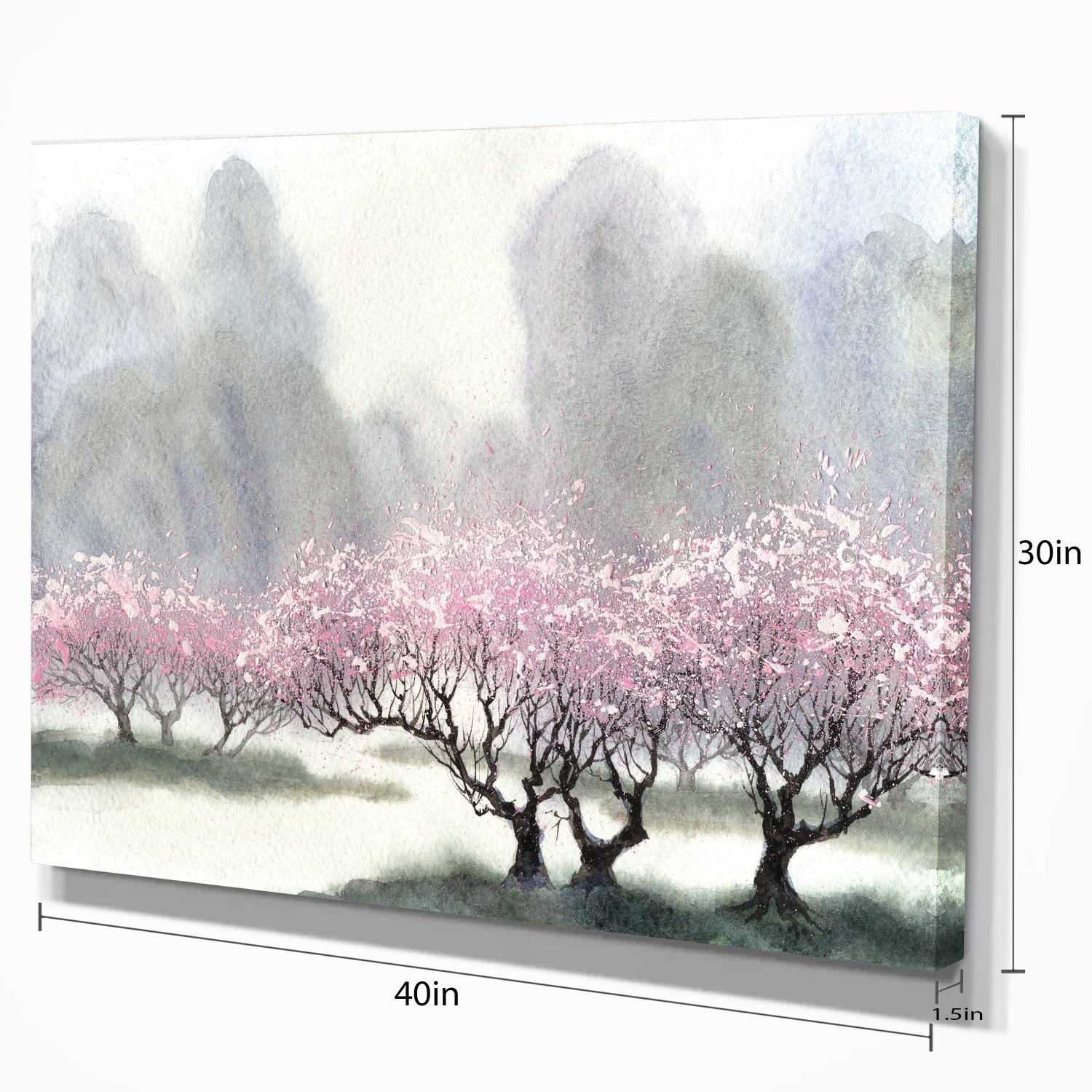Spring Landscape Art Print Canvas - Beautiful Flowering Trees Wall Decor for Living Room, Bedroom & Office | Nature-Inspired Home Decor