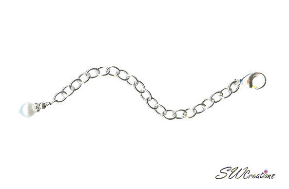 Oyster's Pearl Silver Jewelry Necklace Extender - Adjustable Chain Extension for Pendants & Lockets | Perfect for Layering Necklaces, Gift Giving & Special Occasions