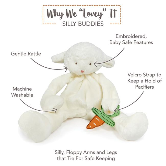 Bunnies By The Bay Silly Buddy Kiddo Lamb Plush Toy - Soft Cuddly Stuffed Animal for Kids, Perfect for Bedtime, Playtime & Gifts