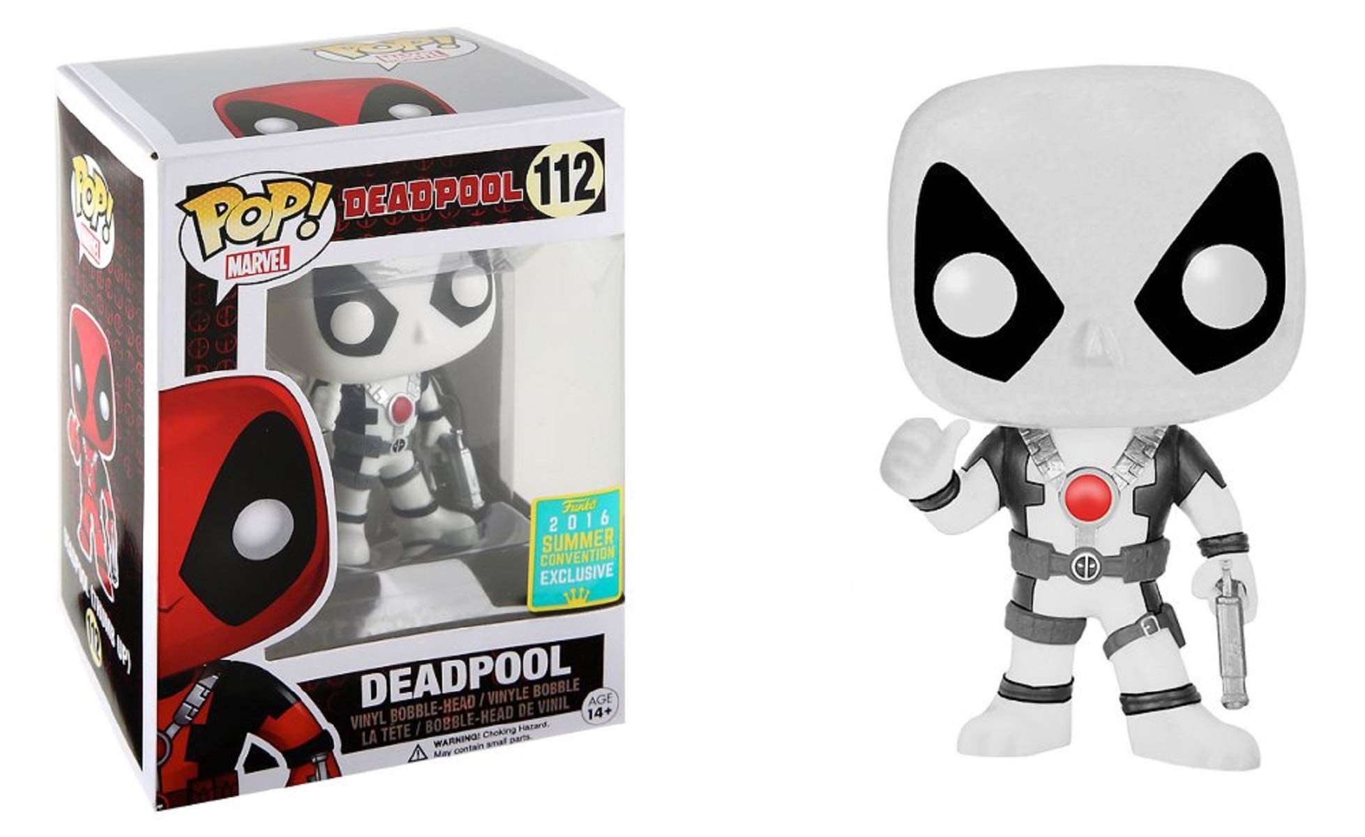 Funko POP! Black and White Deadpool #112 Summer Convention Exclusive Collectible Vinyl Figure - Perfect for Marvel Fans, Comic Book Collectors, and Home Office Display