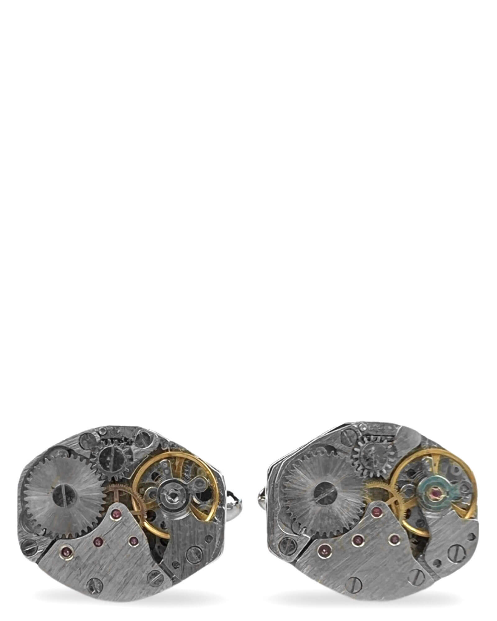 DÉCLIC Naked Gear Oval Cufflinks for Men - Sterling Silver Dress Accessories - Perfect for Weddings, Formal Events & Business Attire