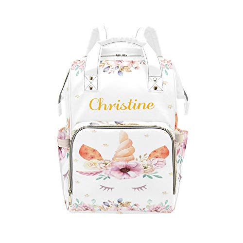 **Personalized Floral Unicorn Diaper Backpack for Moms - Custom Name Baby Bag, Nursing & Travel Diaper Backpack - Perfect for Daycare, Outings & Baby Showers**