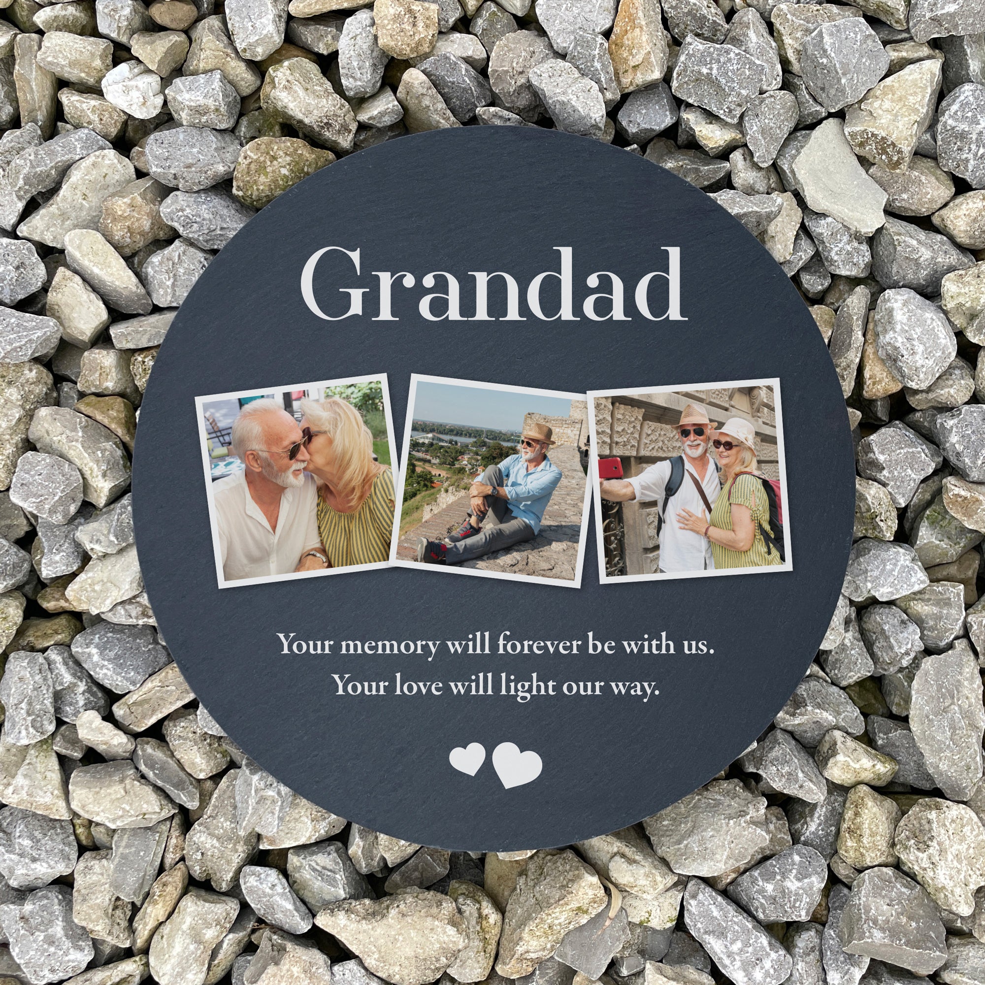 Personalized Photo Memorial Slate Circular Grave Marker - Custom Engraved Headstone for Loved Ones, Perfect for Cemeteries & Memorial Gardens
