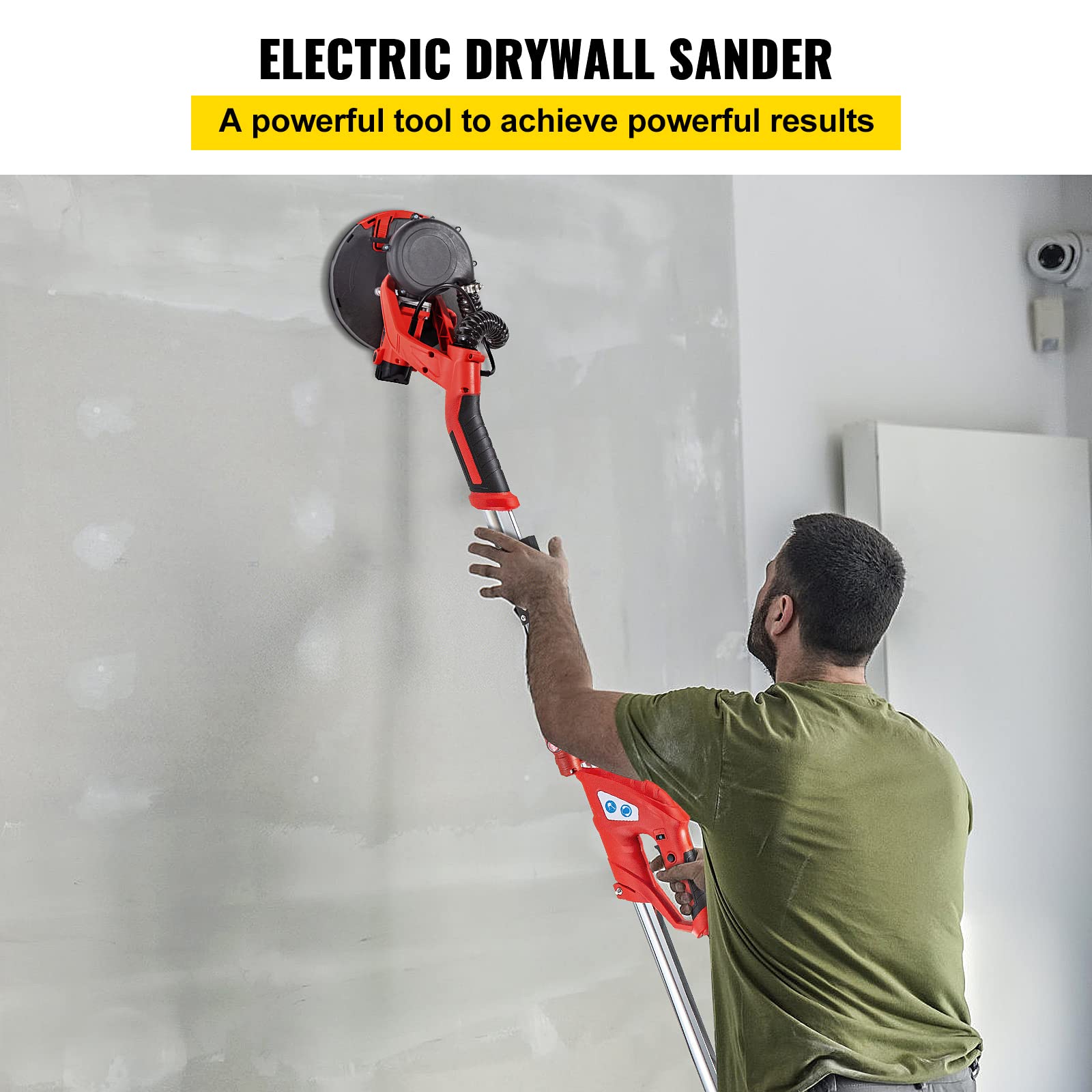 Mophorn 850W Electric Drywall Sander with Telescopic Handle, Variable Speed 800-1750RPM, LED Light & Vacuum Bag - 6 Sand Pads Included for Smooth Wall Finishing | Perfect for Home Renovation, Drywall Repair, and Professional Construction Projects