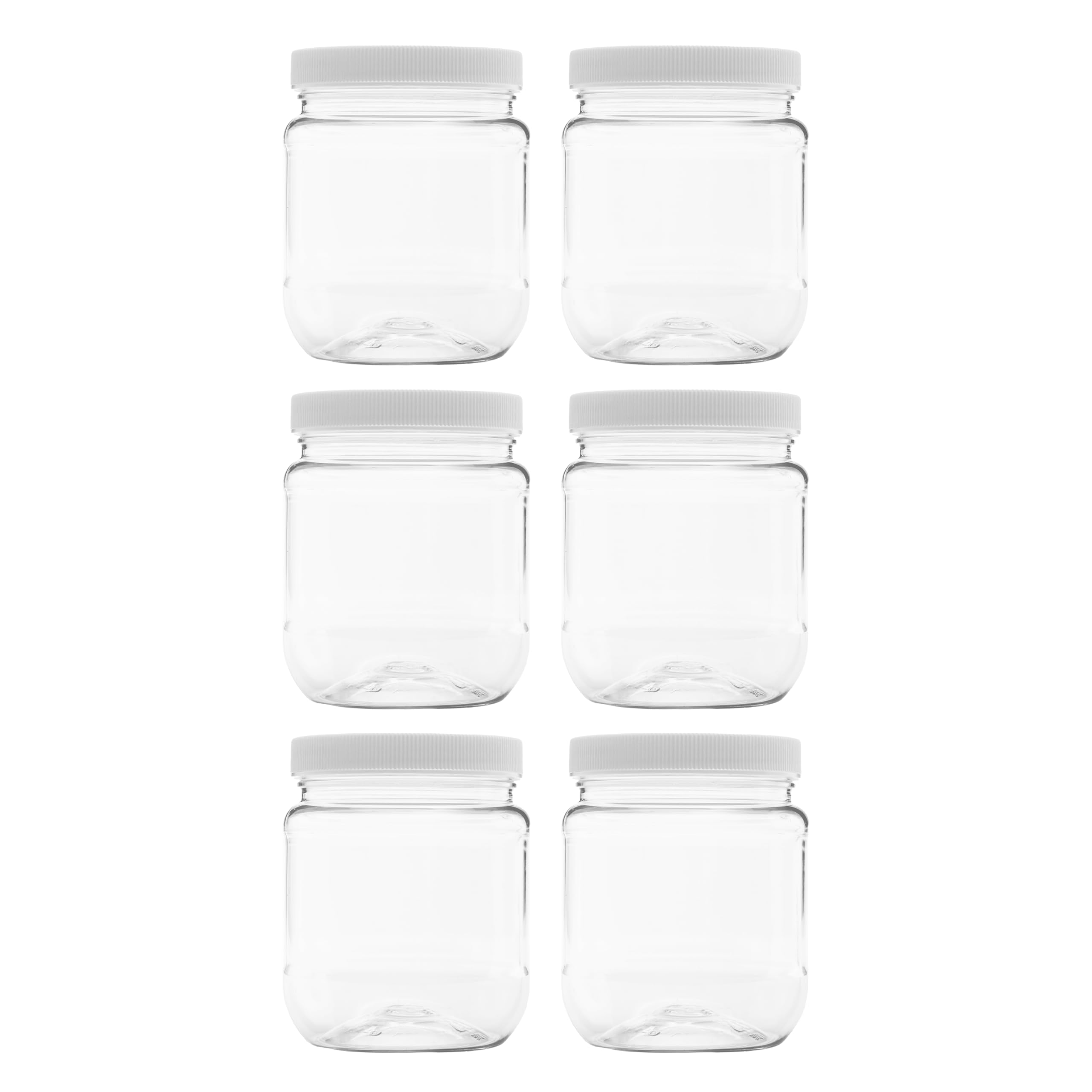 6 Pack 12oz Plastic Jars with Leak-Proof Lids - BPA Free, Food Grade Storage Containers for Spices, Sauces, and Meal Prep (1.5 Cup, 70RM Seal) - Perfect for Kitchen, Pantry & Travel Organization