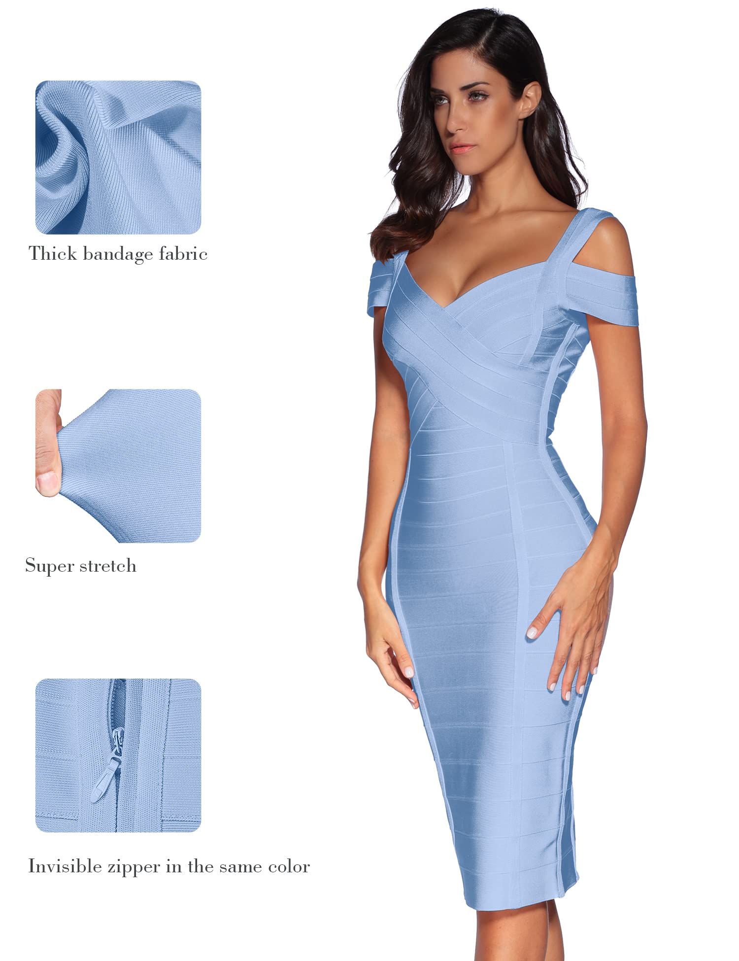 Meilun Women's Cold Shoulder Bandage Bodycon Dress - Elegant Wedding Guest, Birthday Party & Special Event Dress - Perfect for Cocktail Parties, Date Nights & Formal Occasions