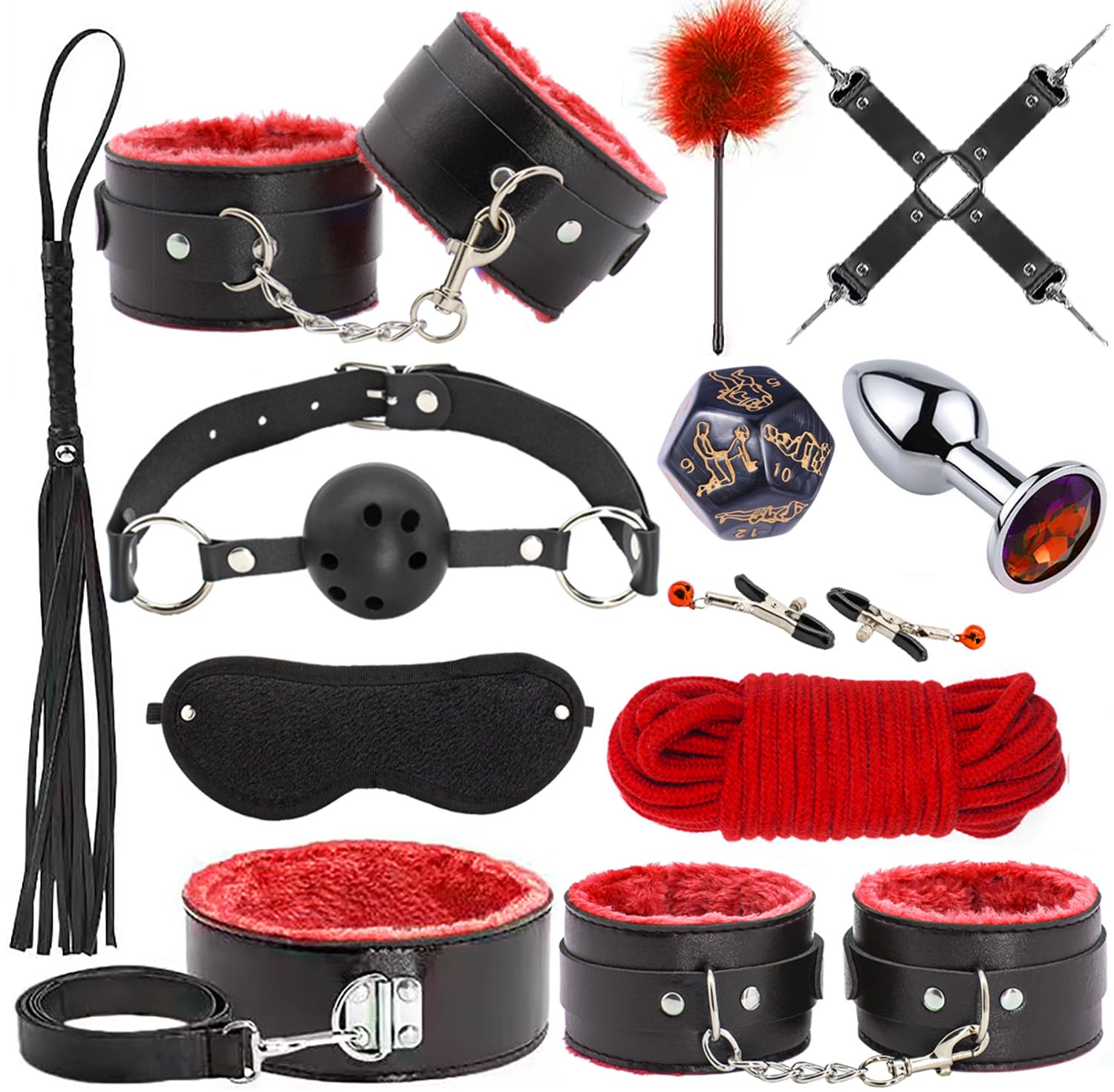 12-Piece BDSM Bondage Restraints Kit for Adults - Premium Bondage Gear & Accessories for Couples & Women - Perfect for Bedroom Play, Spicing Up Relationships & Sensual Exploration
