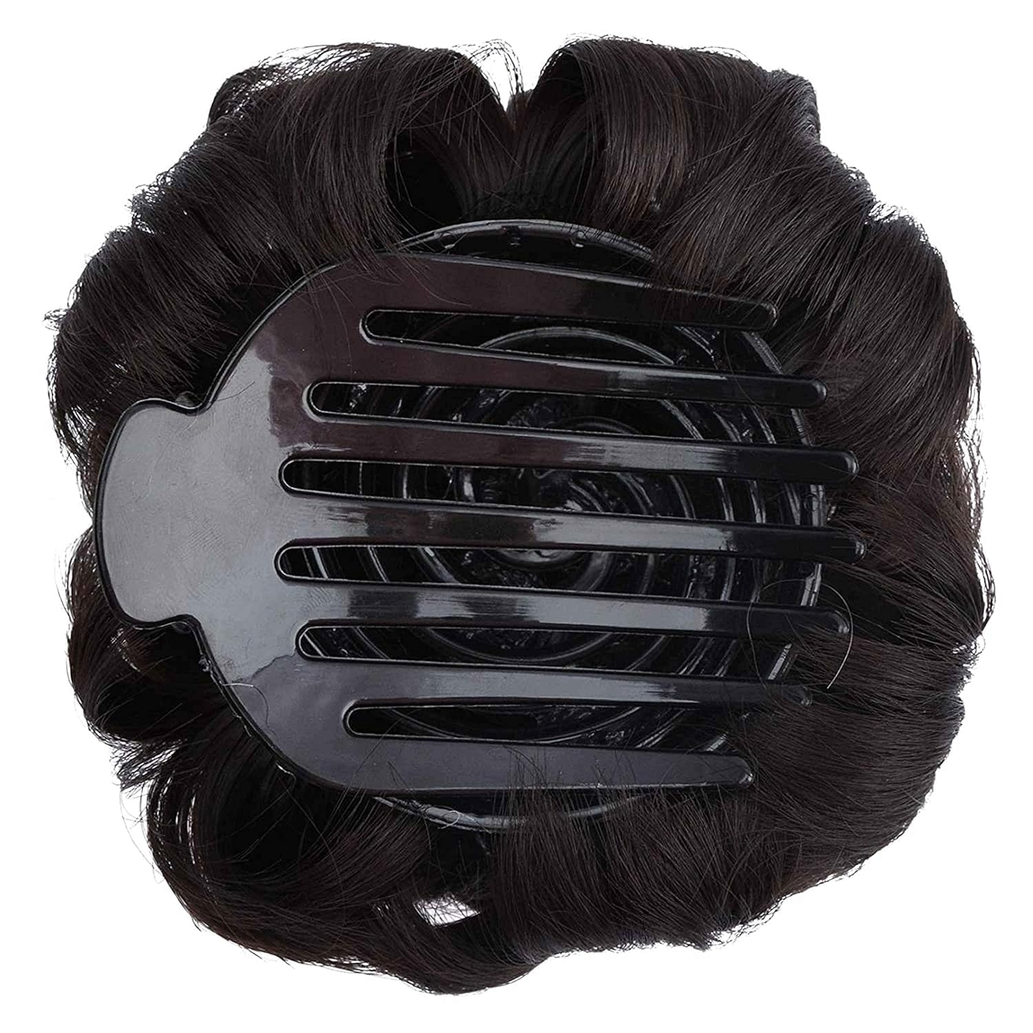 Rubela Hair Bun Clutch - Elegant Chignon Clip, Synthetic Hair Bun Extension, Donut Claw Jaw Updo, Curly Weave Hair Scrunchies for Women - Black Hair Claw | Perfect for Weddings, Parties & Everyday Styling