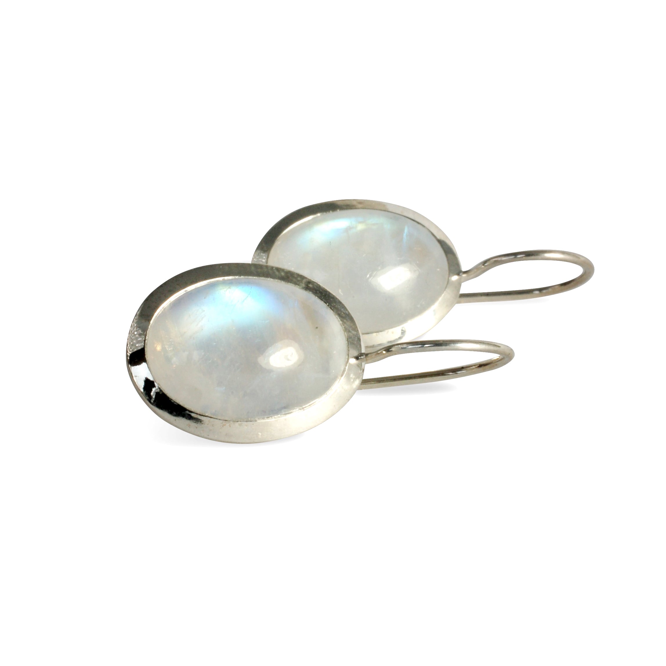 Natural Rainbow Moonstone Oval Earrings for Women - Handmade Sterling Silver Dangle Earrings - Elegant Boho Jewelry for Parties, Weddings & Everyday Wear