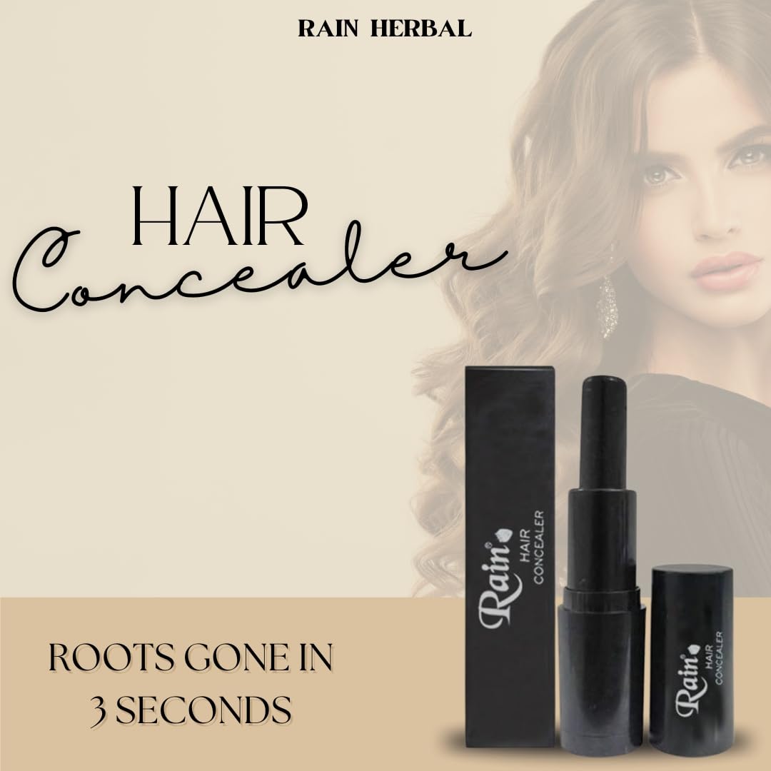 Rain Herbal Hair Color Touch Up Stick - Natural Hair Dye for Women & Men | Quick Root Cover Up | Long-Lasting Black Hair Color | Perfect for Travel, Touch-Ups & Gray Coverage