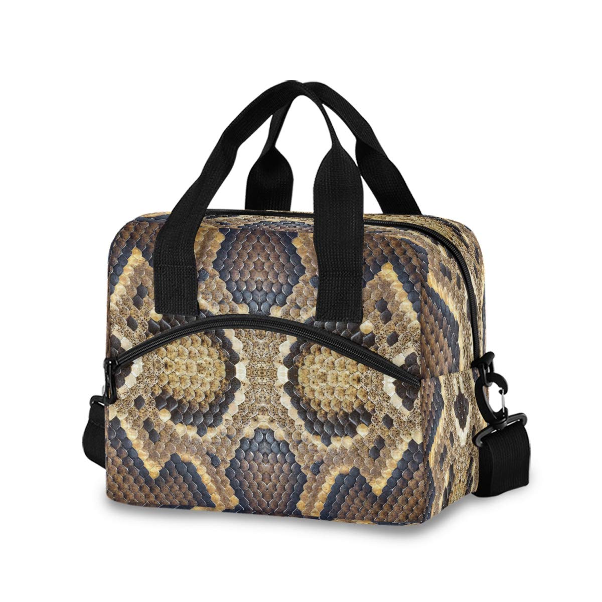 Vintage Snake Print Insulated Lunch Bag - Reusable Cooler Tote with Shoulder Strap for Women, Men & Kids | Perfect for Work, School, Picnics & Outdoor Activities