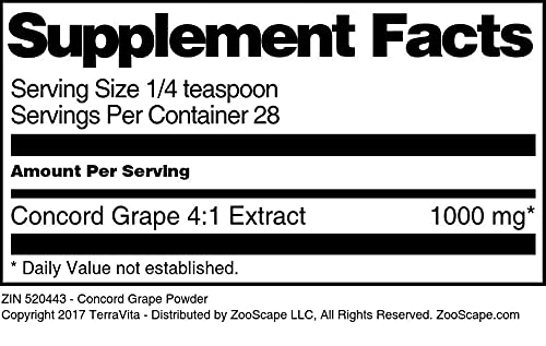 Organic Concord Grape Powder 1 oz (28g) - 100% Natural, Non-GMO, Gluten-Free - Perfect for Smoothies, Baking & Healthy Recipes (ZIN: 520443)
