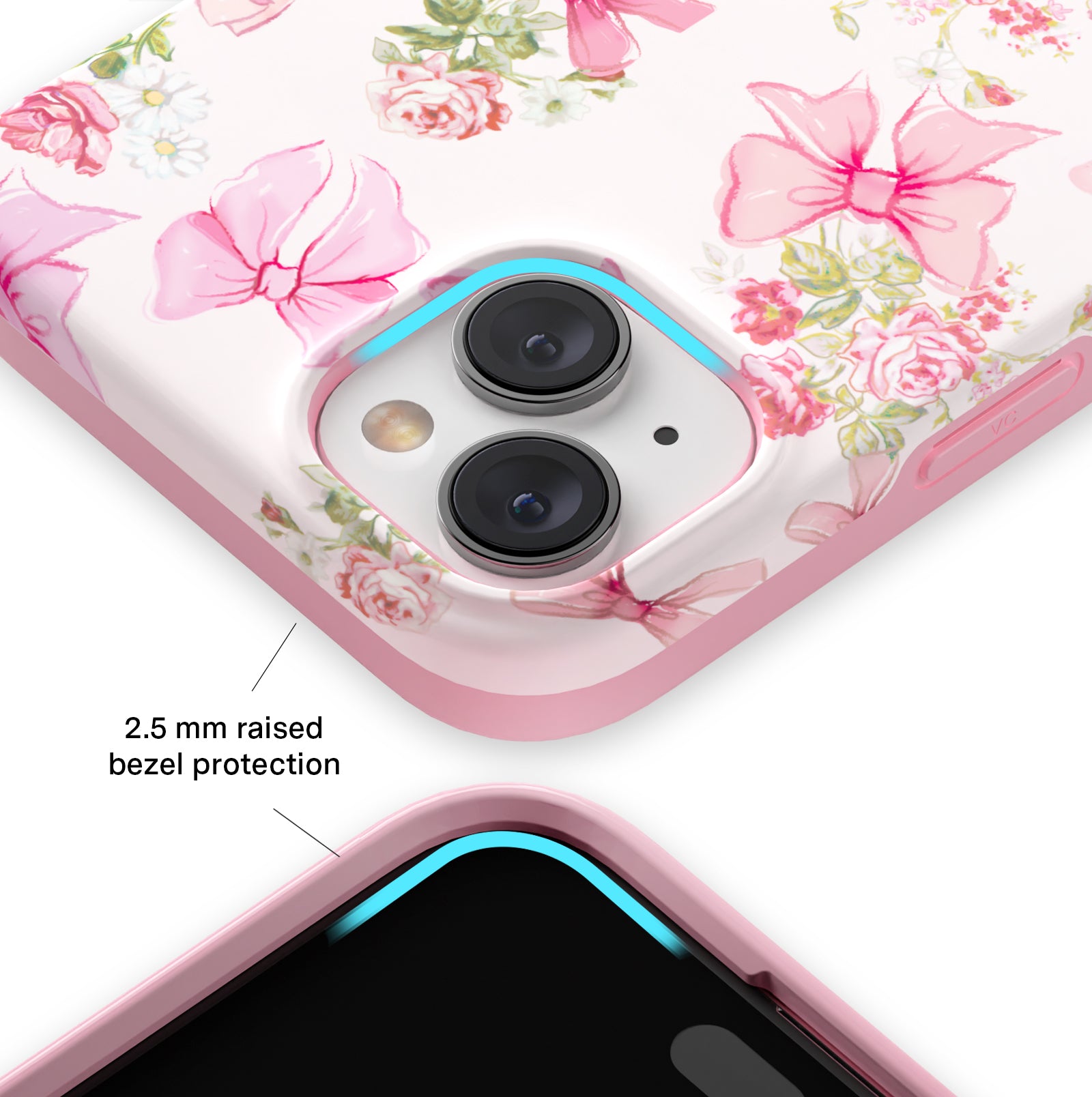 Cute Posie Pink Bow iPhone Case - Elegant Floral Design for iPhone 14/13/12/11 Pro Max XR XS - Perfect Gift for Women Girls (Office, School, Travel)
