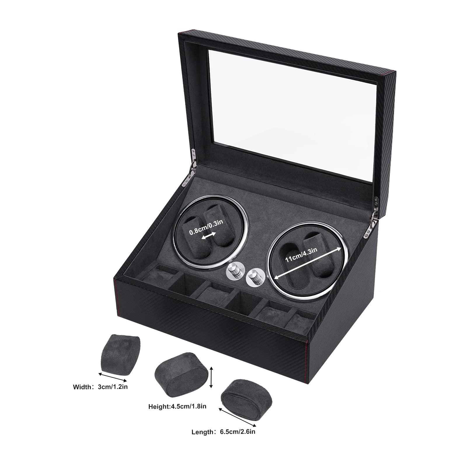 Premium SHZICMY Watch Winder for 4 Watches - Automatic Watch Storage Box with 6 Extra Slots, Blue LED Backlight, Crocodile Texture Exterior & Velvet Lining | Silent Mabuchi Motor, 4 Rotation Modes | Perfect for Watch Collectors & Luxury Timepiece Display (Home/Office/Collection Showcase)
