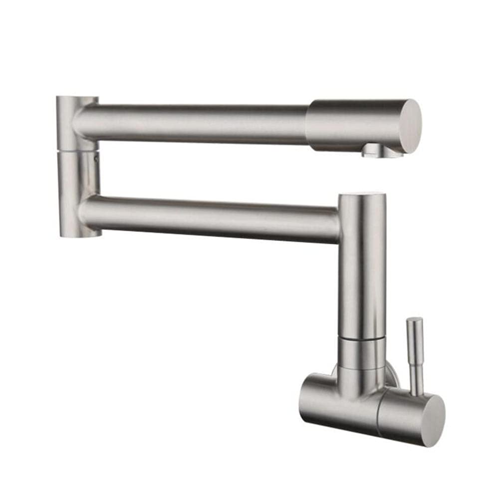 Foldable Stainless Steel Cold Water Wall Faucet - Brushed Finish, 360° Swivel Kitchen Sink Mixer Tap for Modern Homes (Perfect for Small Kitchens, RVs & Outdoor Use)