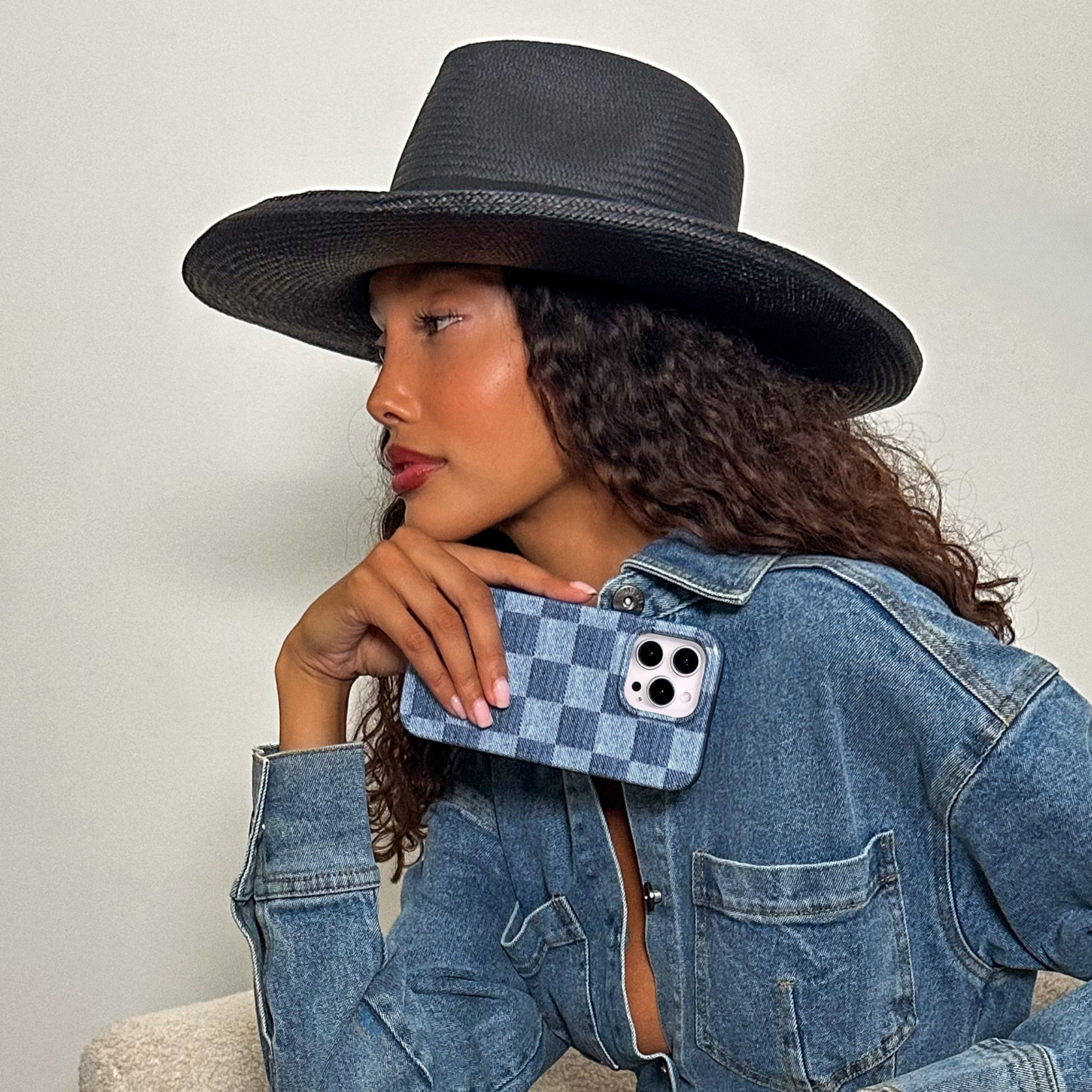 Stylish Denim Checkered iPhone Case - Trendy & Durable Phone Cover for iPhone Models - Perfect for Everyday Use, Travel & Fashion Accessories
