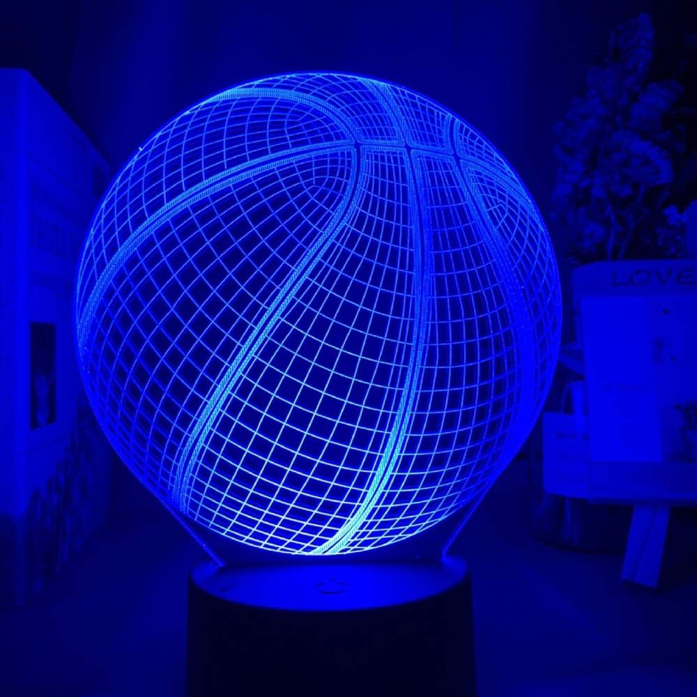 3D Illusion Night Light with Touch Switch - Basketball Hologram Acrylic Lamp for Bedroom Decor | Unique Gift for Students & Kids | Perfect for Night Lights, Room Ambiance, and Dorm Decoration