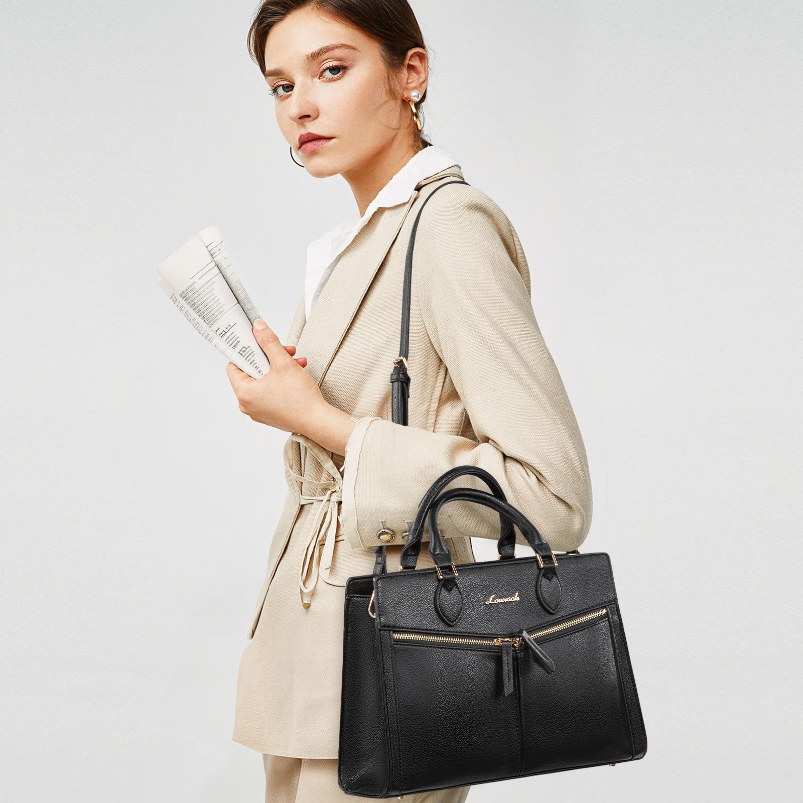 LOVEVOOK Women's Pebbled Leather Crossbody Handbag - Stylish Black Satchel Purse for Everyday Use, Work & Travel