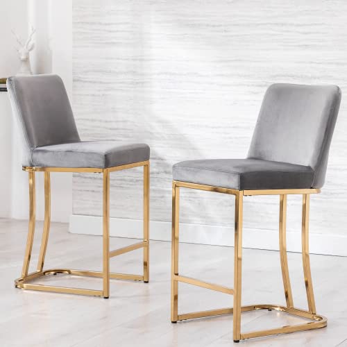 24inch Counter Height-grey-velvet