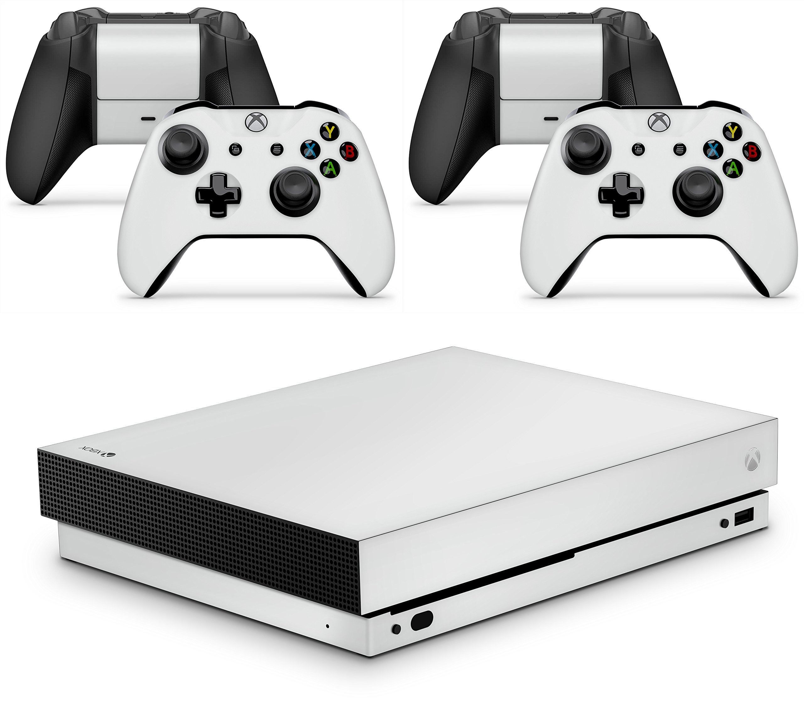 GNG White Skin Decal Sticker for Xbox One X Console & 2 Controllers - Protective Vinyl Wrap with Easy Installation - Perfect for Gaming Setups, Customization & Console Protection