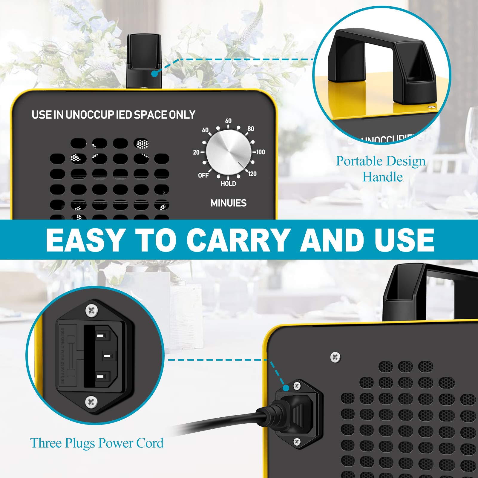 **10,000 mg/h Ozone Generator Air Purifier – High Capacity Ionizer for Odor Removal in Home, Hotel, Basement, Car, Bar & Farm | Eliminate Smoke, Pet & Mold Smells**    *(Use: Ideal for deep cleaning, disinfecting spaces, and neutralizing stubborn odors in residential and commercial settings.)*