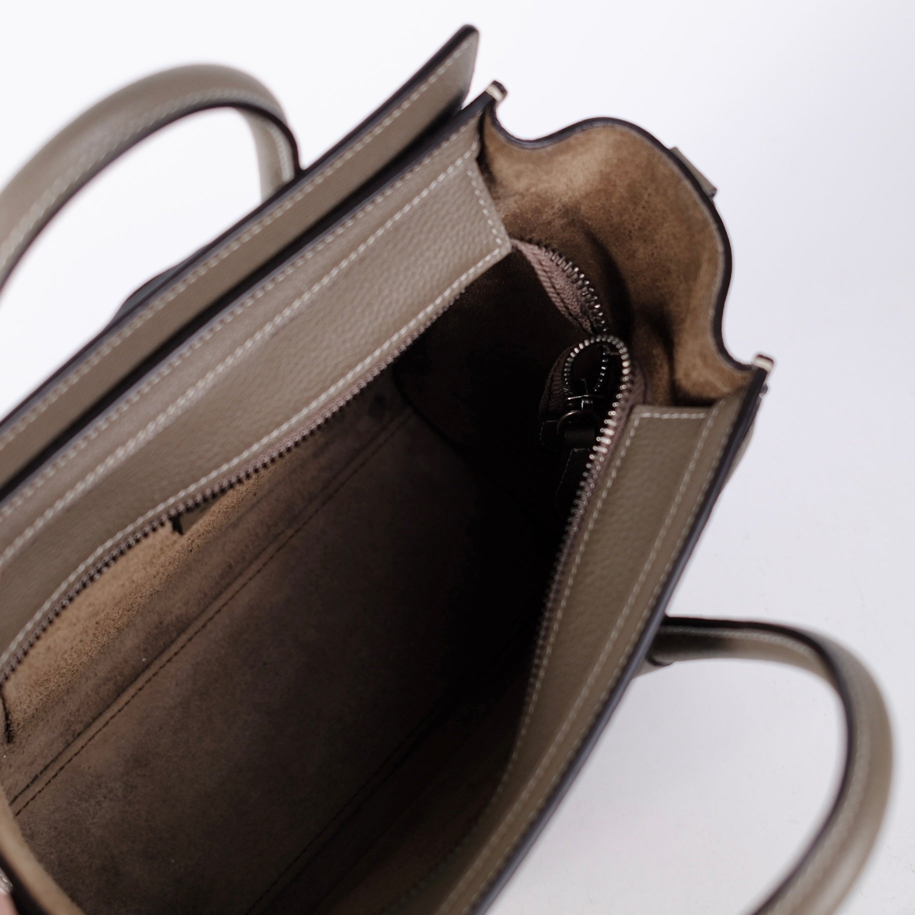 Celine Luggage Nano Bag in Taupe Calfskin Leather - Stylish & Durable Handbag for Women, Perfect for Work, Travel & Everyday Use