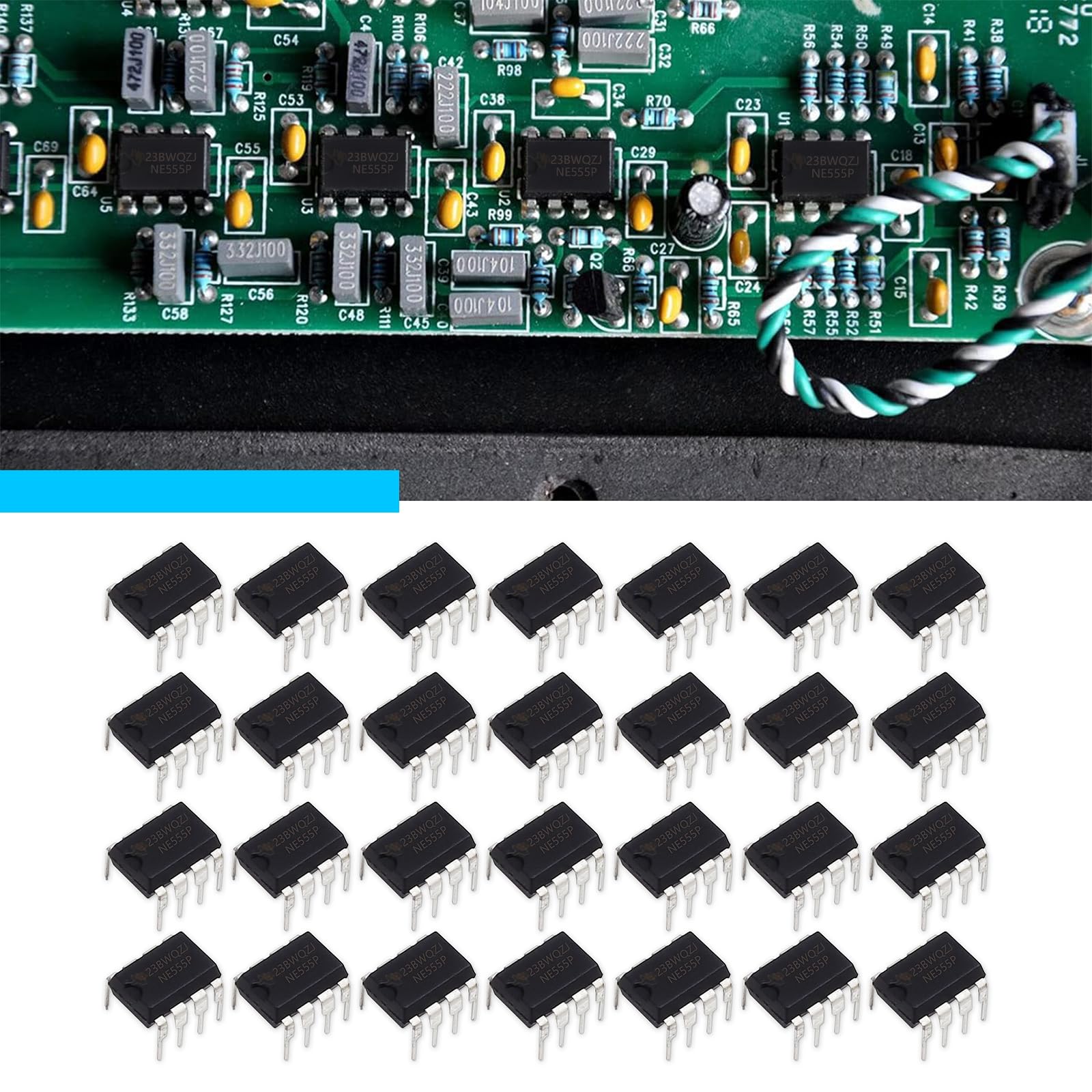 50Pcs NE555 Timer IC NE555P 8-Pin DIP Precision Timing Chip with Machined Pins - Ideal for DIY Electronics, Arduino Projects, and Circuit Prototyping