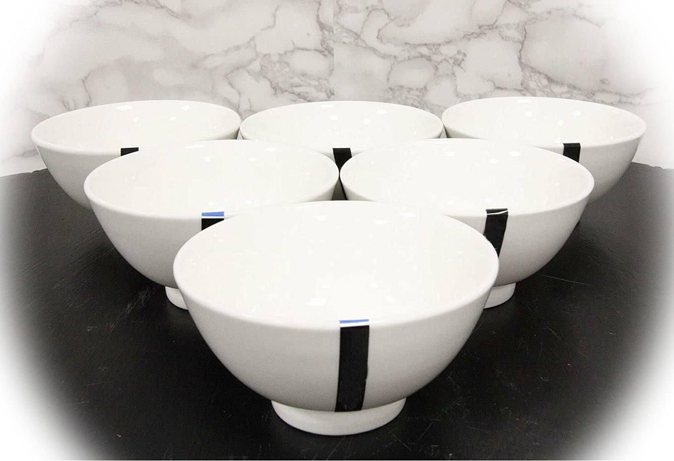 Premium 10oz Double Walled Porcelain Bowls - Set of 6 White 5