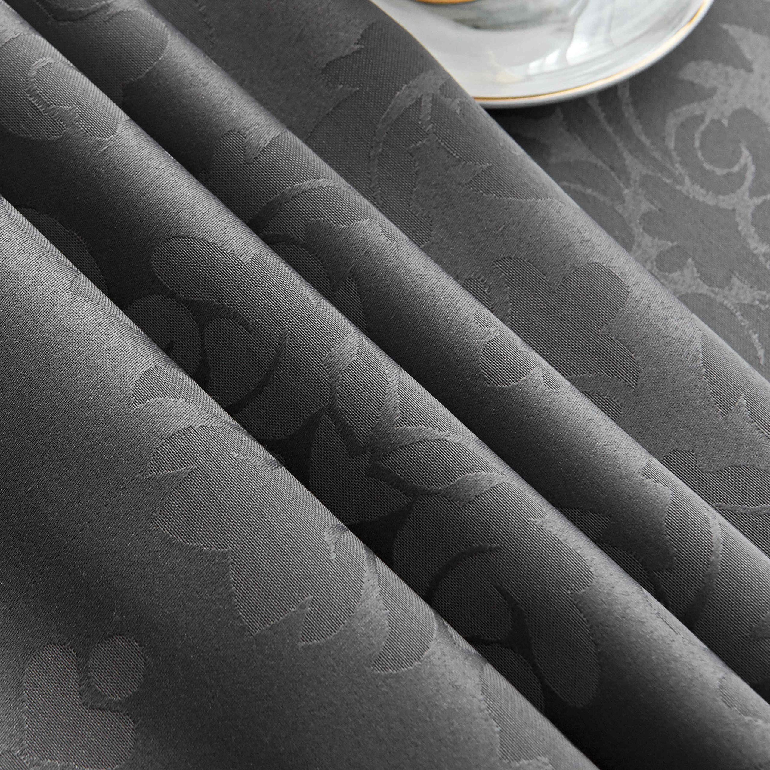 Premium Jacquard Tablecloth - Spillproof & Wrinkle Resistant Heavyweight Damask Pattern Table Cover for Kitchen, Dining, Restaurant - 52x70 Inch Charcoal Gray - Perfect for Indoor Dinner Parties & Outdoor Picnics