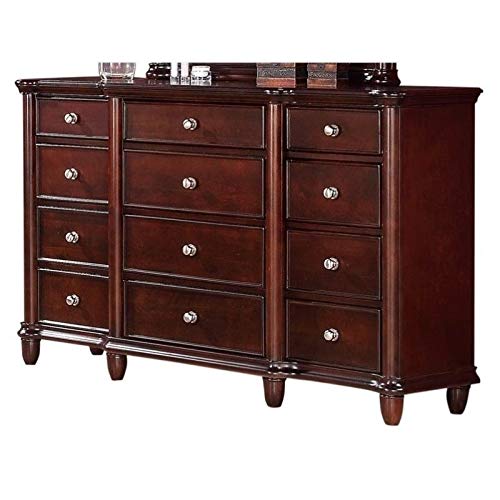 BOWERY HILL Warm Brown Cherry Wood Dresser - 6-Drawer Bedroom Storage Furniture for Home Organization & Bedroom Decor