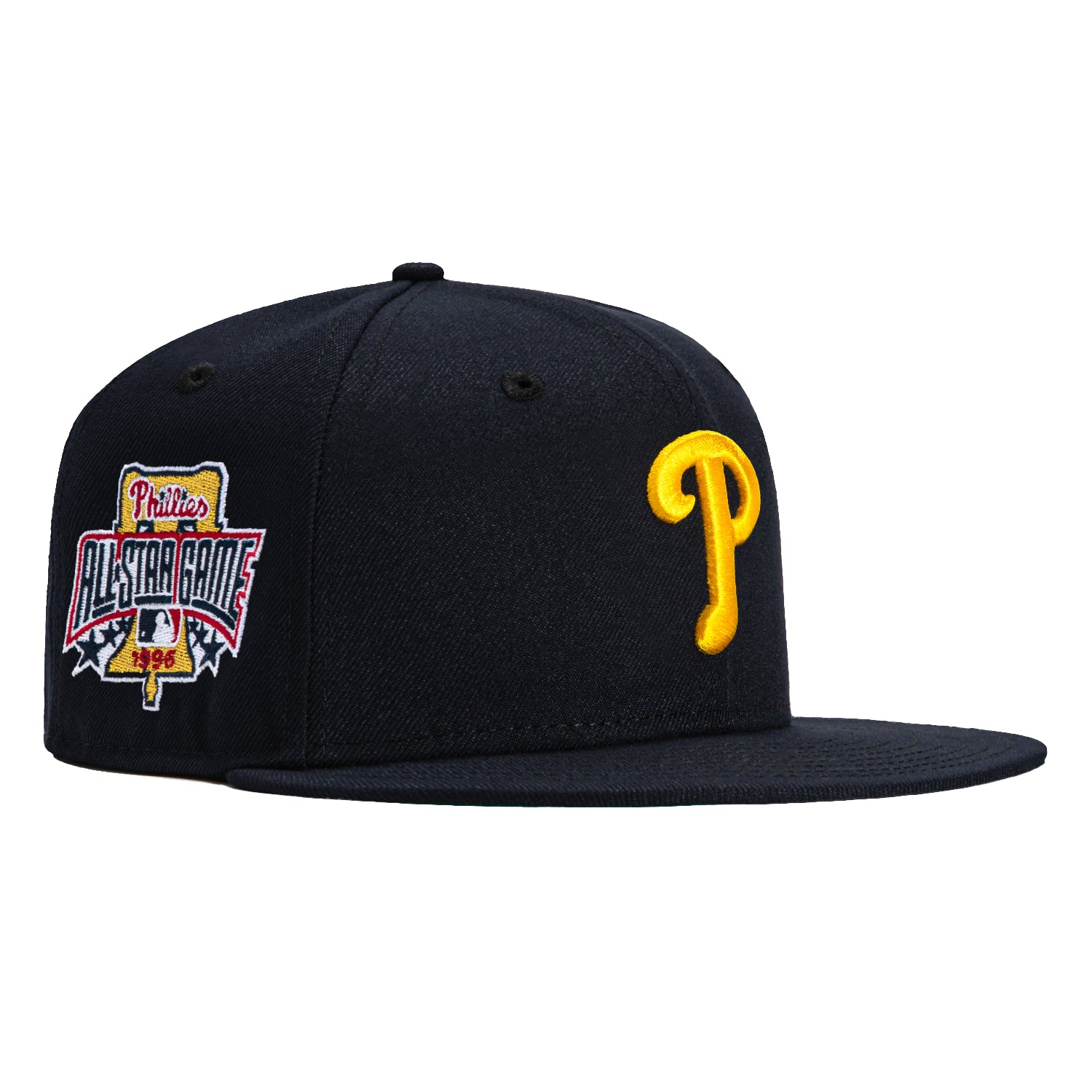 New Era 59Fifty MLB Philadelphia Phillies 1996 All-Star Game Patch Snapback Hat - Navy & Gold Vintage Baseball Cap for Men, Women | Game Day, Sports Fan Gift, Casual Streetwear