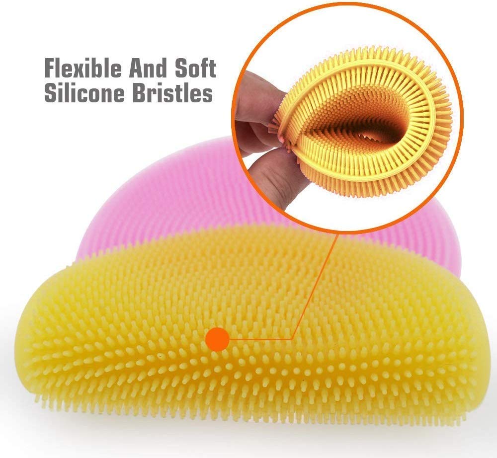 **Atcan Silicone Sponge Scrubber – Food Grade Reusable Dish Scrubber for Washing Dishes, Fruits & Vegetables – Eco-Friendly Kitchen Cleaning Tool (1 PC) – Perfect for Sinks, Countertops & Camping**