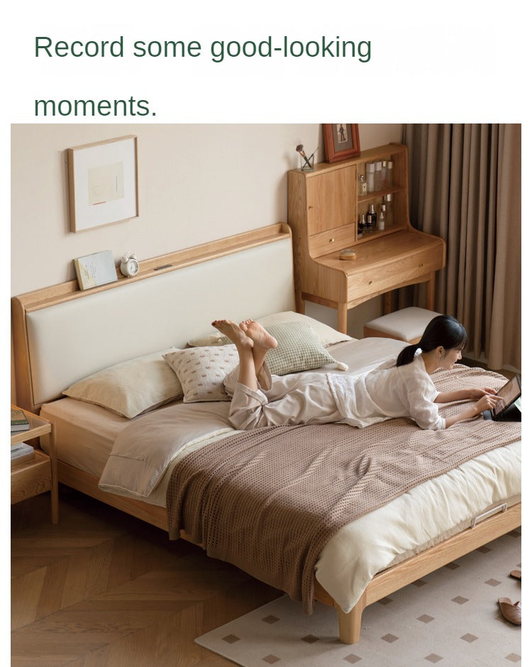 Solid Oak Wood Modern Minimalist Bed Frame - Durable & Stylish for Bedroom, Guest Room, or Studio Apartment
