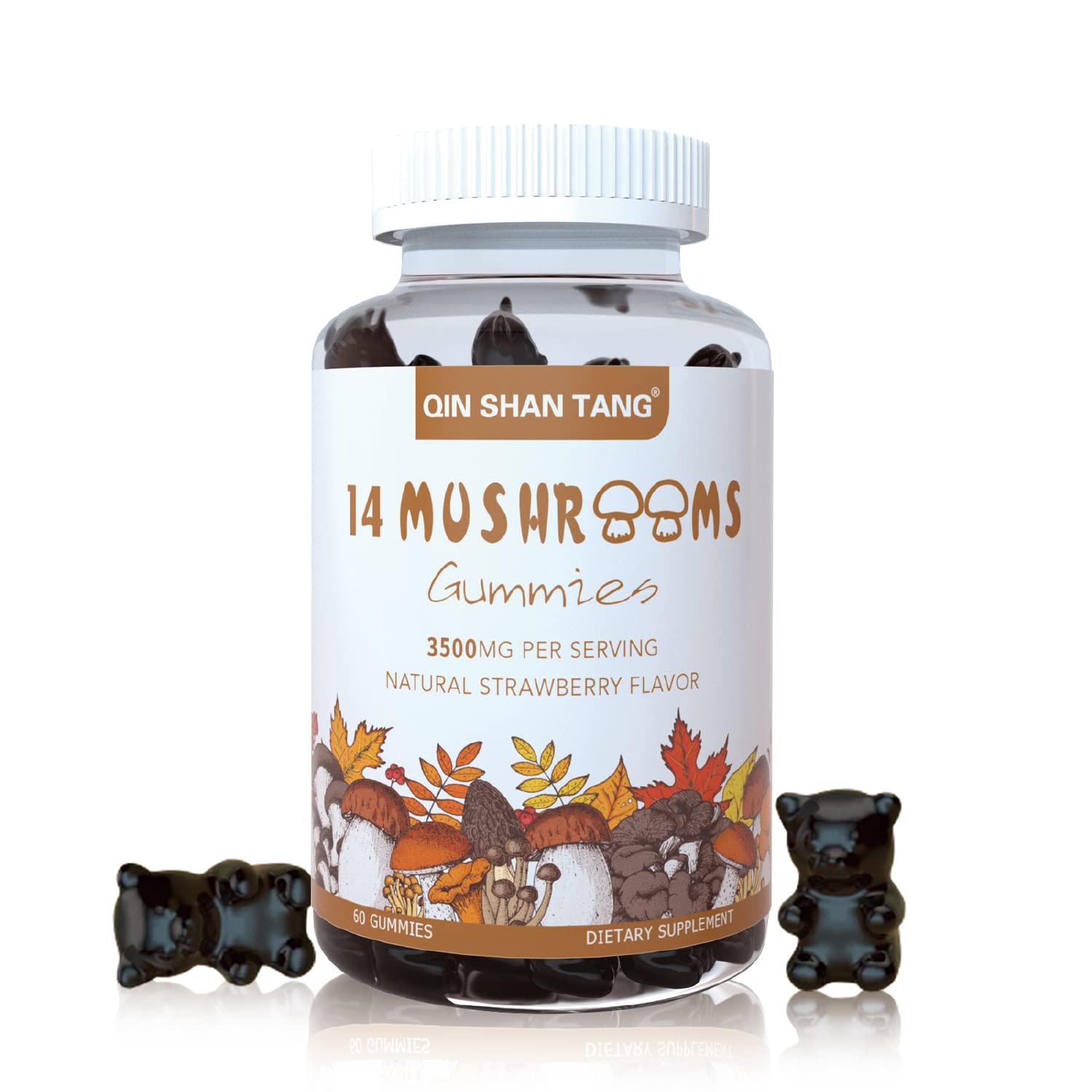 Organic Mushroom Gummies with 14 Mushroom Extracts - Immune Support & Stress Relief Supplement (60 Count) - Perfect for Daily Wellness & On-the-Go Nutrition