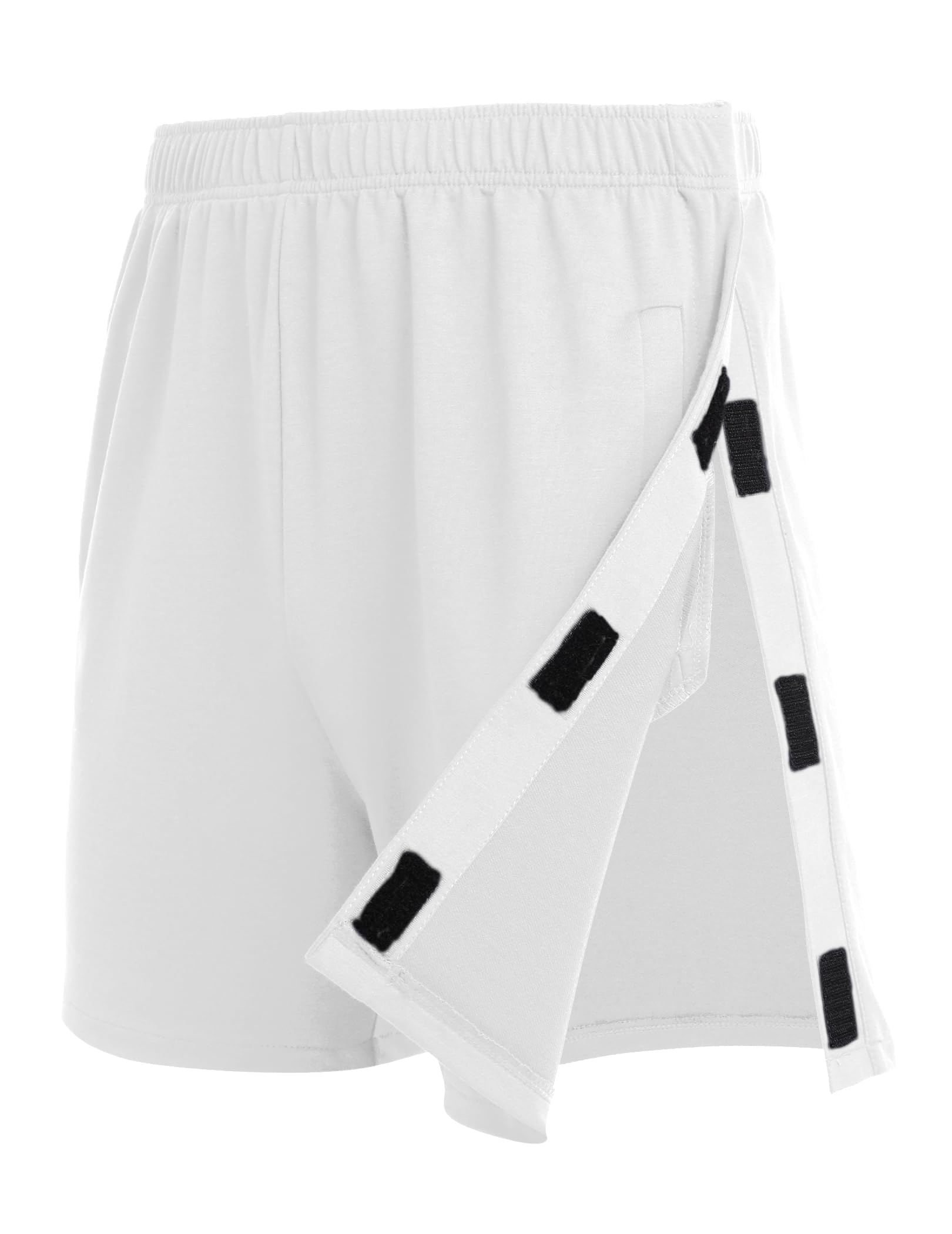Deyeek Unisex Snap-On Athletic Shorts - Tear Away Cotton Shorts for Post Knee Surgery & Hip Replacement Recovery with Pockets - Ideal for Physical Therapy, Gym Workouts & Comfortable Daily Wear