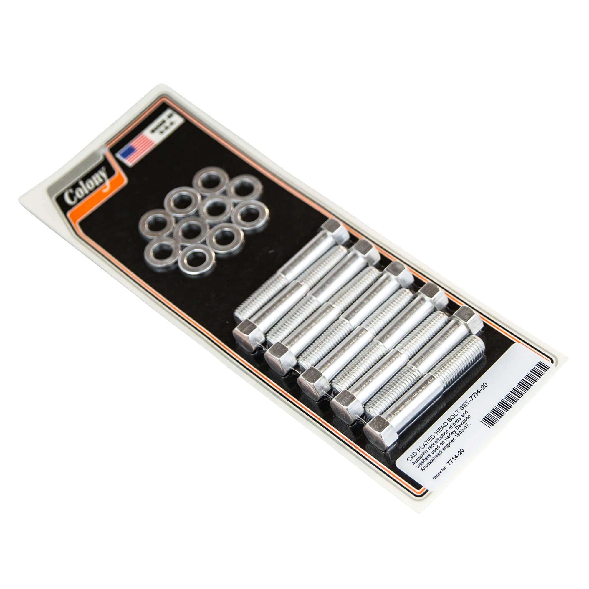 20 Head Bolt Set CAD Plated for 1940-1947 Harley Davidson Knucklehead Engines - High-Quality Replacement Parts for Classic Motorcycle Restoration & Maintenance