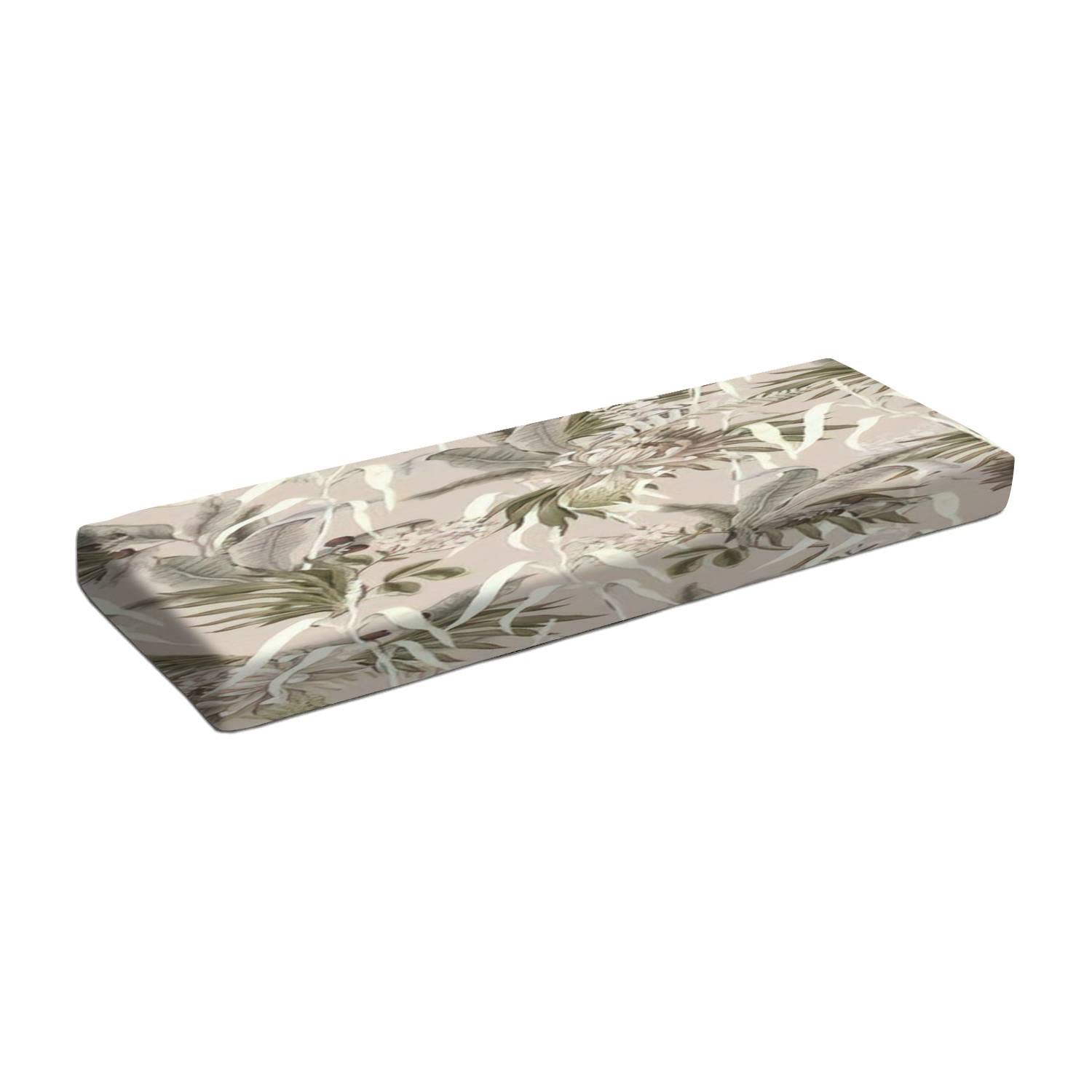 Washable Indoor/Outdoor Patio Bench Cushion - Tropical Leaf & Floral Print, Seamless Design, Durable Fabric for Garden Sofa, Long Chair Seat Pad - Perfect for Yoga, Lounging & Home Decor Gifts