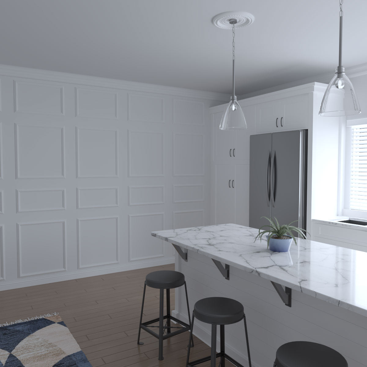 Ashford Square Panel Full Wall Wainscot Paneling Kit - Premium DIY Wall Paneling for Home & Office Decoration - Perfect for Living Room, Bedroom, Dining Room & Hallway Makeovers