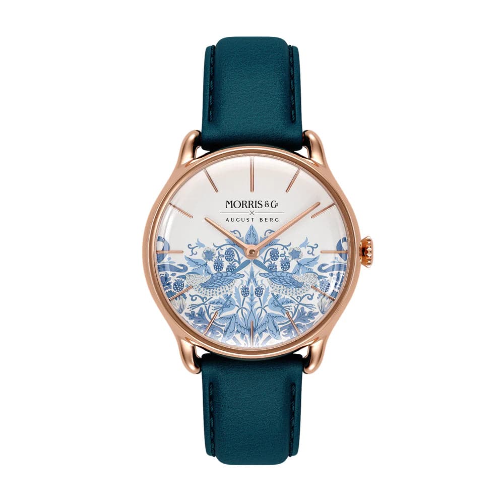 August Berg X Morris Co. Women's Blue Italian Leather Strap Watch M1ST0530A28LWB - Elegant Timepiece for Business, Casual & Special Occasions