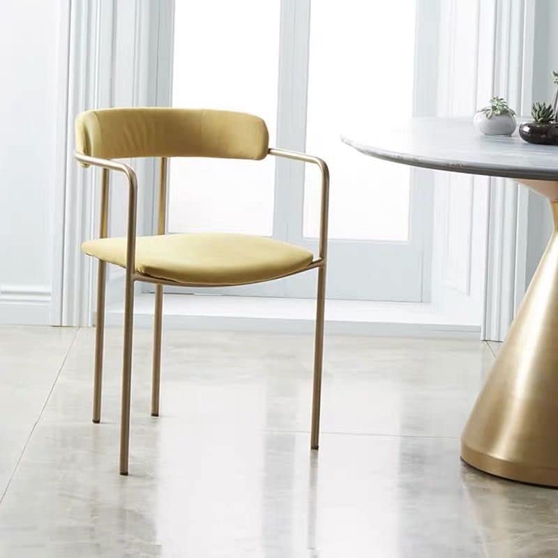 Modern Dining Chairs - Contemporary Gold Open Back Armchair for Kitchen, Dining Room & Milk Tea Shop - Comfortable & Stylish Yellow Accent Chair (1-Piece) | Perfect for Home Decor, Café Seating & Restaurant Furniture