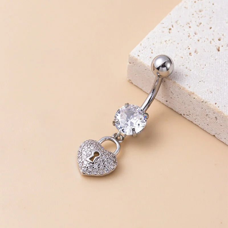 14G LGBT Star Heart Dangle Belly Ring - Surgical Steel Top Mount Piercing Jewelry for Women - Perfect for Pride Events, Parties & Body Piercing Enthusiasts