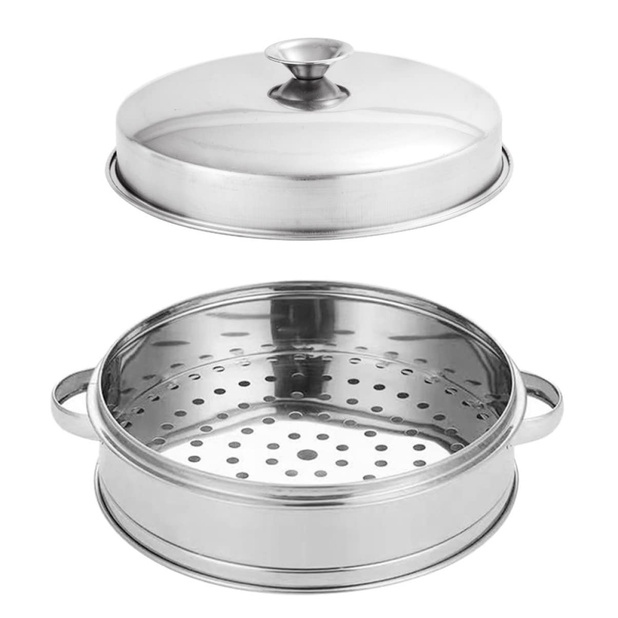 Stainless Steel Steamer Pot Set with Round Steam Basket, Cooling Rack & Trivet Stand - Asian Cooking, Baking & Grilling Utensils for High Pressure Cooking | Perfect for Dumplings, Vegetables & Seafood