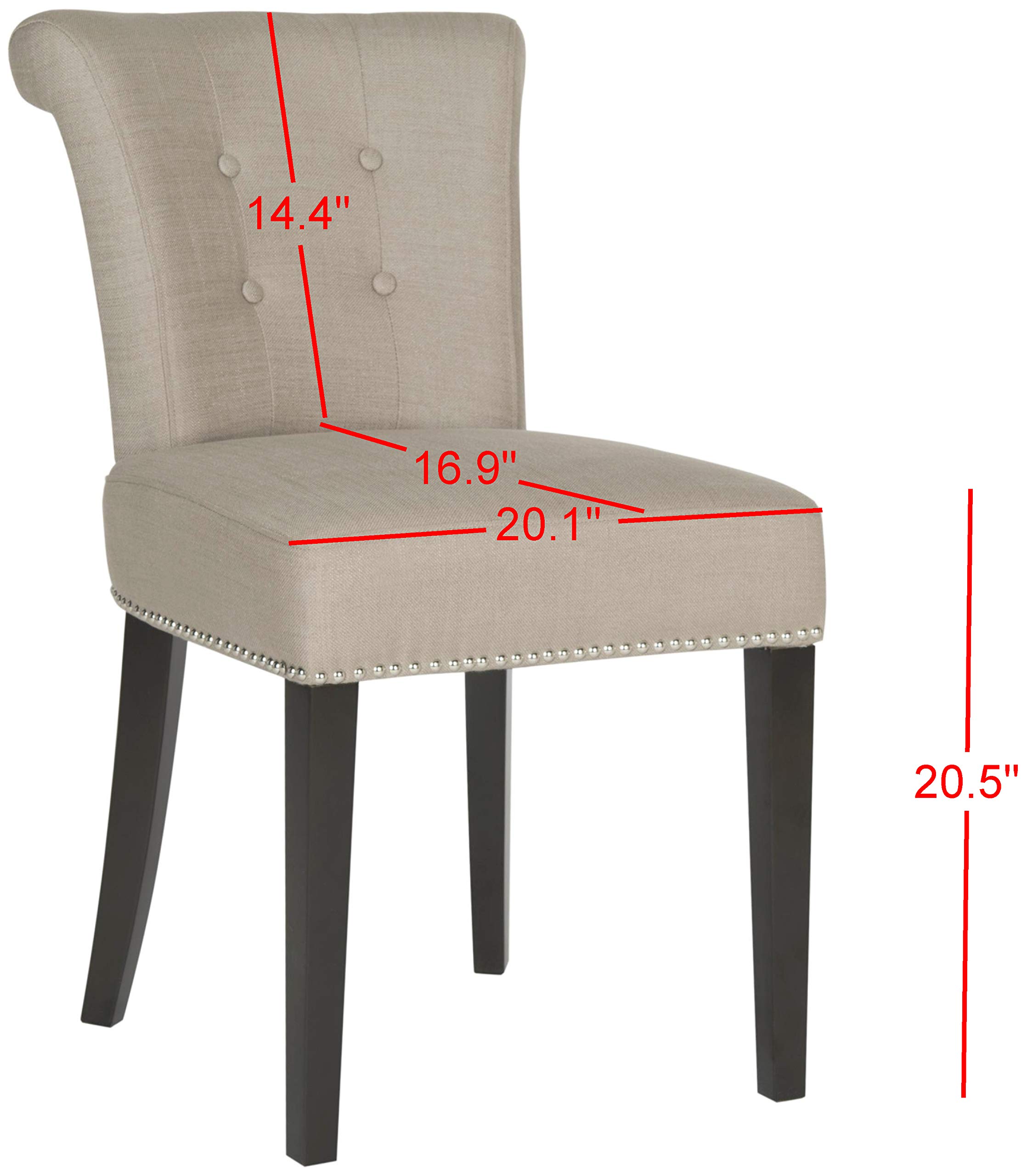 Safavieh Mercer Collection Carol Charcoal Linen Ring Dining Chair - Modern Farmhouse Style Dining Room Seating for Kitchen, Breakfast Nook & Formal Dining Areas