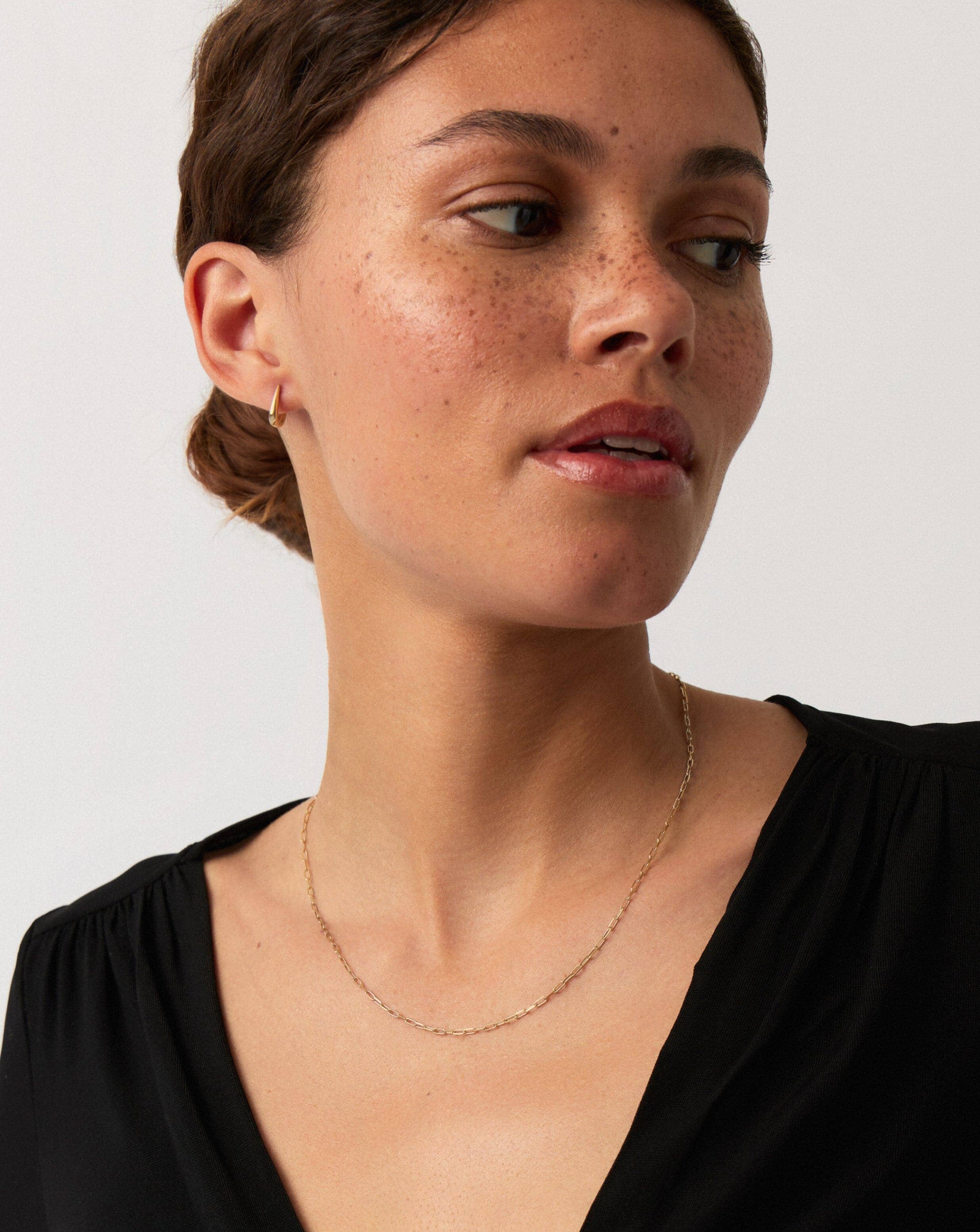 14K Solid Gold Paperclip Chain Necklace - Classic Minimalist Jewelry for Women - Perfect for Layering, Everyday Wear & Special Occasions