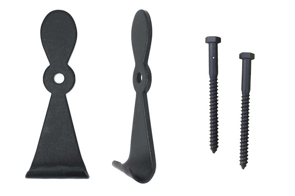Black Small Georgetown Shutter Dog with Lag Bolt - Set of 2 for Window Shutters, Exterior Home Decor & DIY Projects