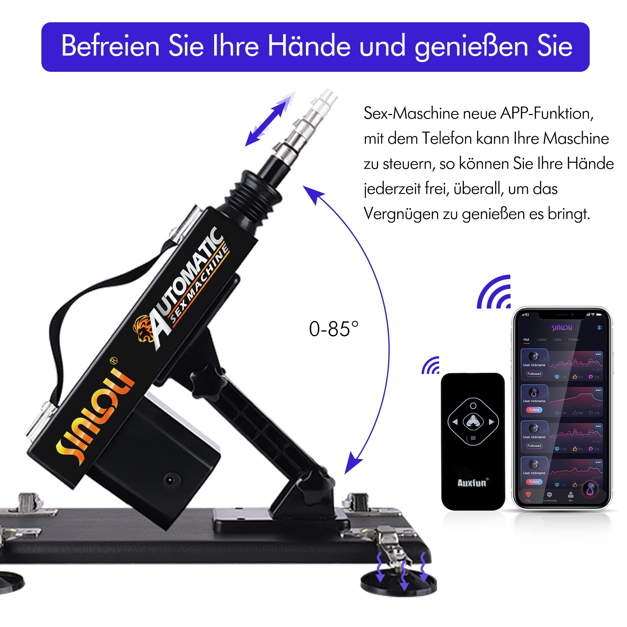 Sinloli APP Controlled Automatic Sex Machine for Women - Remote Control Adult Sex Toy with Double Heads, G-Spot Stimulator, and Fluorescent Design | Perfect for Couples Play and Solo Pleasure