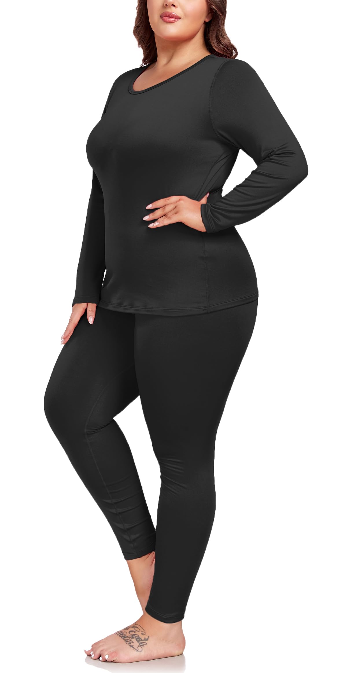 Women's Plus Size Thermal Underwear Set - Fleece Lined Long Sleeve Top & Bottom for Cold Weather (XL-5XL) | Winter Base Layer for Outdoor Activities, Skiing & Snowboarding
